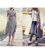 NWT Anthropologie Sleeveless Buttondown Dress Sz 4 6 Grey Stripe Lagenlo... - $737.56 MXN