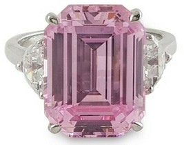 Women 925 Sterling Silver Grab It Today CZ Ring Pink Three Stone - £147.23 GBP