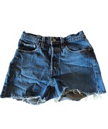 Levi&#39;s Jean Shorts 26 Blue 501 Button Fly Raw Hem Fray Denim Festival - $23.70 CAD