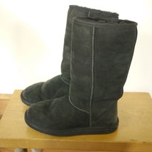 Genuine Black Sheepskin Shearling Wool Suede Winter Ankle Boots 7 37.5 - £23.59 GBP