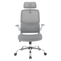 Mesh Back Manager Chair With Headrest White Frame Grey Fabric Seat - $246.70