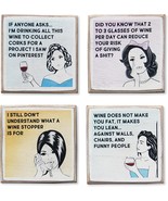 4 Funny Wine Coasters Set &amp; Holder - Funny Gifts For Women -, Wine Acces... - £36.05 GBP