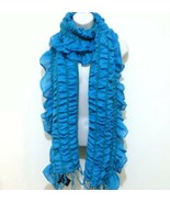 Layers By Lizden ~ Smocked Wrap With Ruffled Edge ~ Blue ~ Scarf ~ QVC - $356.03 MXN