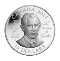 30g Silver Coin 2011 $15 Canada The Prince of Wales Charles Ultra High Relief - £109.06 GBP