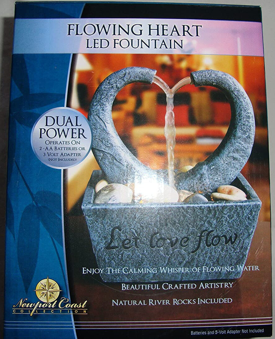 Newport Coast Flowing Heart LED Fountain Indoor -Adaptor not included - $22.38