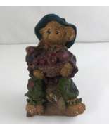 Apple Picking Teddy Bear Carrying Basket Of Apples 5.5&quot; Figurine - $180.76 MXN