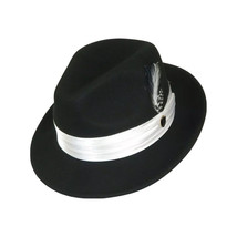 Men Bruno Capelo Hat Australian Wool Crushable Fedora Giovani Black White UN122 image 2