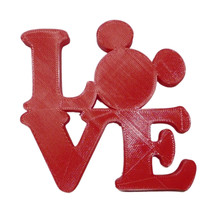 LOVE Word Quote With Mickey Mouse Face Head Red Home Decor Made in USA PR4789 - £6.31 GBP