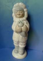 Vintage Studio Art Pottery ESKIMO w Fish Figurine Collectibles Polar Arctic mark - £39.19 GBP