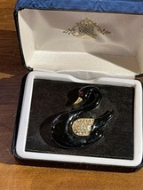 Vintage Black Swan Red Eye Animal Brooch Pin in Case - $9.89