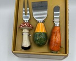 John Derian 3pc Fall Vegetable Stoneware Cheese Knife Set Carrot Mushroo... - £21.59 GBP