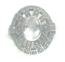 Vintage Marcasite Ring Art Deco Vintage Filigree Sterling Silver Size 8 - £37.97 GBP