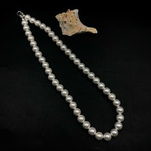 Silver Shell Pearl 8x8 mm Beads Stretch Necklace Adjustable AN-133 - £10.07 GBP