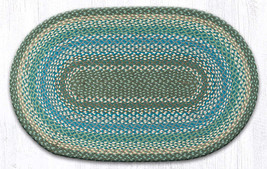 Earth Rugs C-419 Sage  Settlers Blue Oval Braided Rug 27&quot; x 45&quot; - £54.30 GBP
