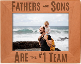 New Dad Gifts Fathers and Sons Are #1 Team Natural Wood Engraved 5X7 L - $58.40