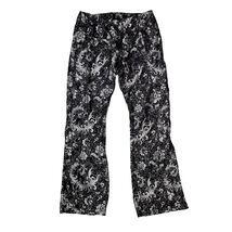 Vtg Willi Smith Pants Black Silver Damask Floral Boot Cut Zip Back Flat ... - $42.95