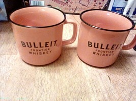 Set Of 2 Bulleit Frontier Kentucky Whiskey Bourbon Ceramic Orange Mug Cups - £12.55 GBP