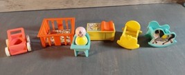 Fisher-Price Little People Baby Play Nursery Set Vintage 1973 #761 7pc Crib - £40.81 GBP
