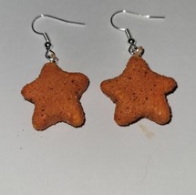 Star Chicken Nugget  Earring Silver Wire Clay Fast Food Dinner Snack - £6.67 GBP