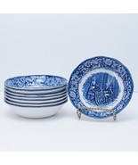 LIBERTY BLUE Historic Colonial Scenes BETSY ROSS Fruit Bowls SET OF 8 - £47.85 GBP