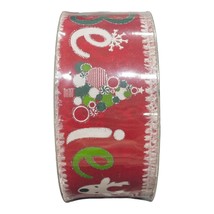 2.5&quot; X 50 Yards Holiday Wired Ribbon Red with Multicolor Word Believe - £13.51 GBP