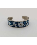 Alpaca Mexico Turquoise Mother of Pearl Inlay Cuff Bracelet - Small Cuff... - $28.99