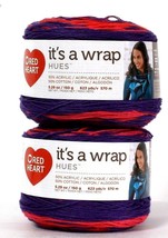 2 Count Red Heart 5.29 Oz It&#39;s A Wrap Hues Jammin Grape 2 Acrylic Cotton Yarn - £23.12 GBP