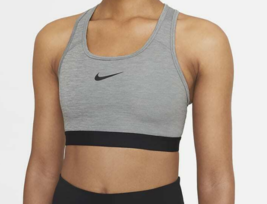 Nike BV3902 084 Swoosh Sports Bra Medium Support Gray Black Womens Size ... - $24.25