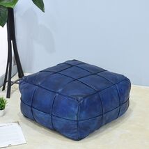 Anita Blue Square Pouf Ottoman Floor Cushion 16x16x16 - $80.99