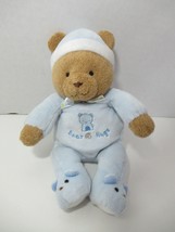 Carters Child Of Mine Plush Brown Teddy Rattle Bear Hugs blue pjs hat slippers - £32.75 GBP