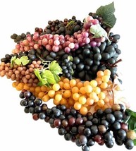 Grape Bunch Bundle 7 Extra Large Clusters of Artificial Grapes Assorted Colors - £36.53 GBP