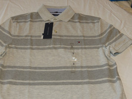 Mens Tommy Hilfiger Polo shirt Striped 7880966 Grey Violet 035 S Classic Fit NWT - £27.20 GBP