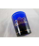 DENVER Shot Glass Cobalt Blue Metallic Gold design Colorado souvenir - $121.19 MXN