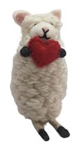 Felt Wool Valentines Sheep Love ornament fluffy gift Animal Girlfriend Scottish  - $21.22