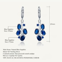  37ct natural blue sapphire gemstone leverback earrings 925 sterling silver leaves drop thumb200
