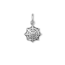 Oxidized Sterling Silver Spider Web Charm for Charm Bracelet or Necklace - £13.54 GBP