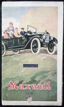 1916 MAXWELL FULL LINE VINTAGE PRESTIGE B/W BROCHURE w.COLOR COVERS -USA... - $109.19