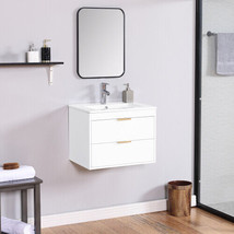 24&quot; Floating Wall Mounted Bathroom Vanity with White Porcelain Sink - £196.73 GBP