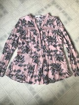 Eden &amp; Olivia Top Pink Flower Design Lace Embellished  Sz. S Long Sleeve - £19.38 GBP