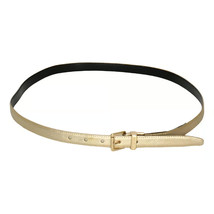 MICHAEL KORS Black Gold Metallic Saffiano Leather Reversible Skinny Belt XL - £31.28 GBP