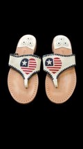 Jack Rogers Embroidered Heart Flag Sandals 8.5M Patriotic 4th Of July - £19.75 GBP