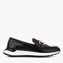 The Milan Black Croc-Embossed Patent Leather Women Sneaker image 3