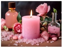 Pink Aromatherapy Candles Vibrant Canvas Print Framed 12&quot; x 16&quot; NEW! - £10.94 GBP