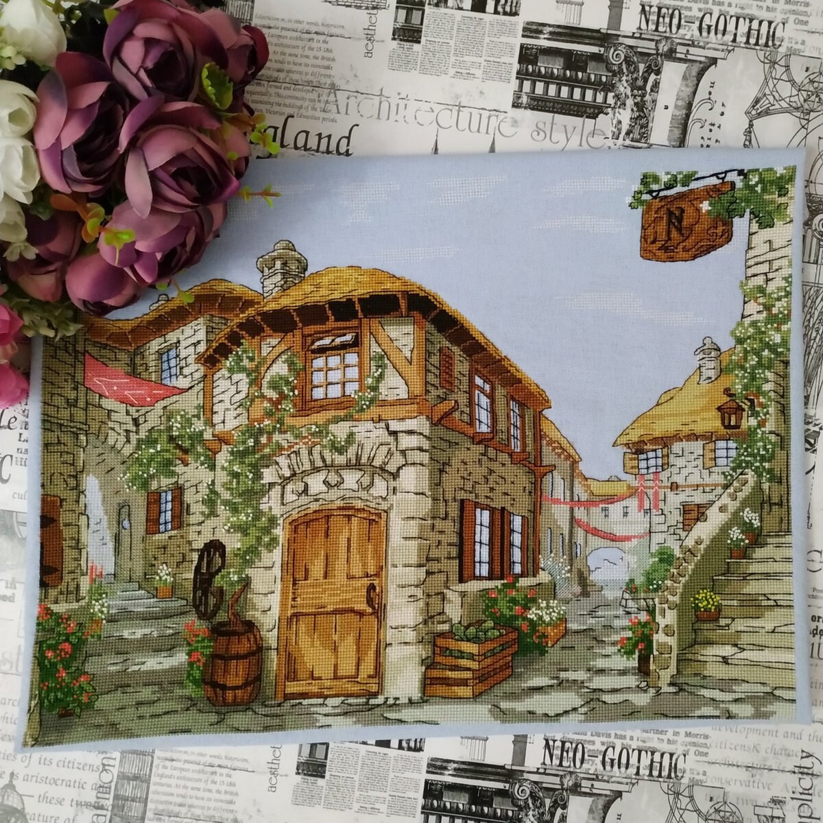 Primary image for Italy Cross Stitch Travel pattern pdf - Old Town cross stitch Italy holidays 