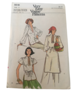 Vogue Sewing Pattern 9518 Top Shirt Mid Knee Length Tunic Vintage Size 1... - $14.99