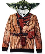 YODA STAR WARS Zip-Up Sweatshirt Costume Hoodie w/ Mask &amp; Ears Boys Sz. ... - £24.02 GBP+