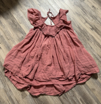 Free People Hailey Babydoll Ruffle Mini Dress Open Back Size Large Pink - £28.81 GBP