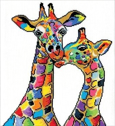 Design Works Colorful Giraffes Counted Cross Stitch Kit, 14ct aida, 10x12 bright - £18.08 GBP