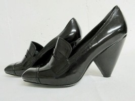 Vince Camuto Shiraz Black Patent Leather Penny Loafer Chunky Heels 8.5B 38.5 - £119.74 GBP