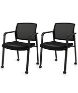 Set of 2 Stackable Reception Room Chairs with Padded Seat-Black - $4,020.22 MXN